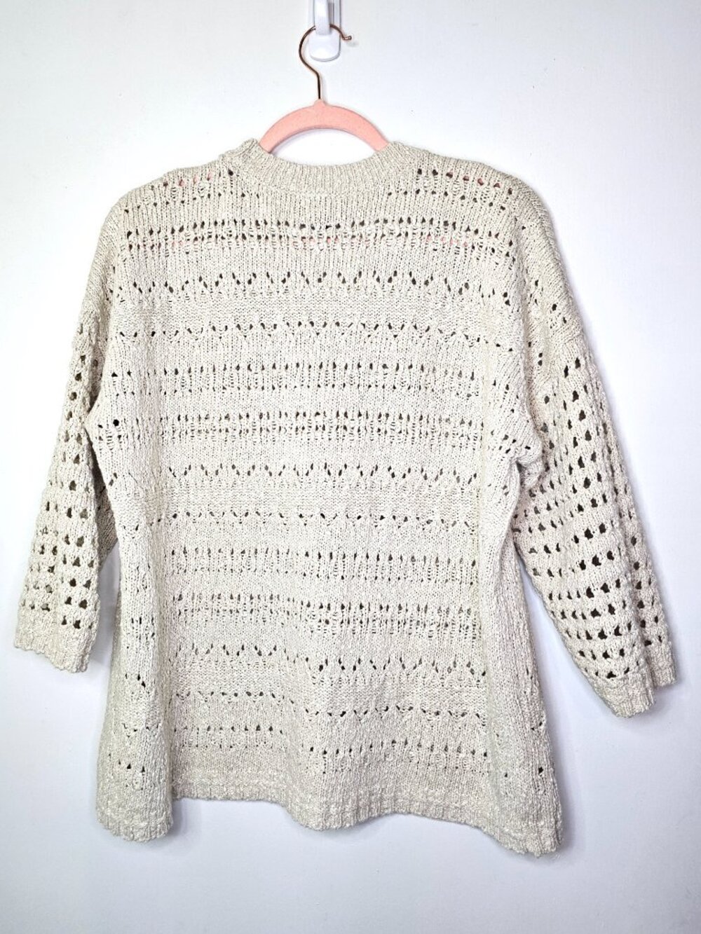 CAbi Tulum 6774 Cotton Linen Blend Knit V-Neck Pullover Sweater M Neutral - Picture 2 of 7